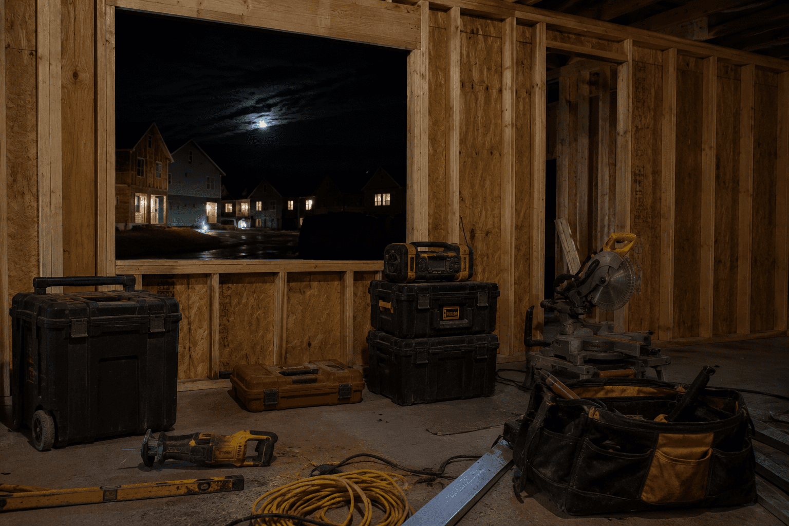 Nighttime construction losses Constructions tools losses without protection